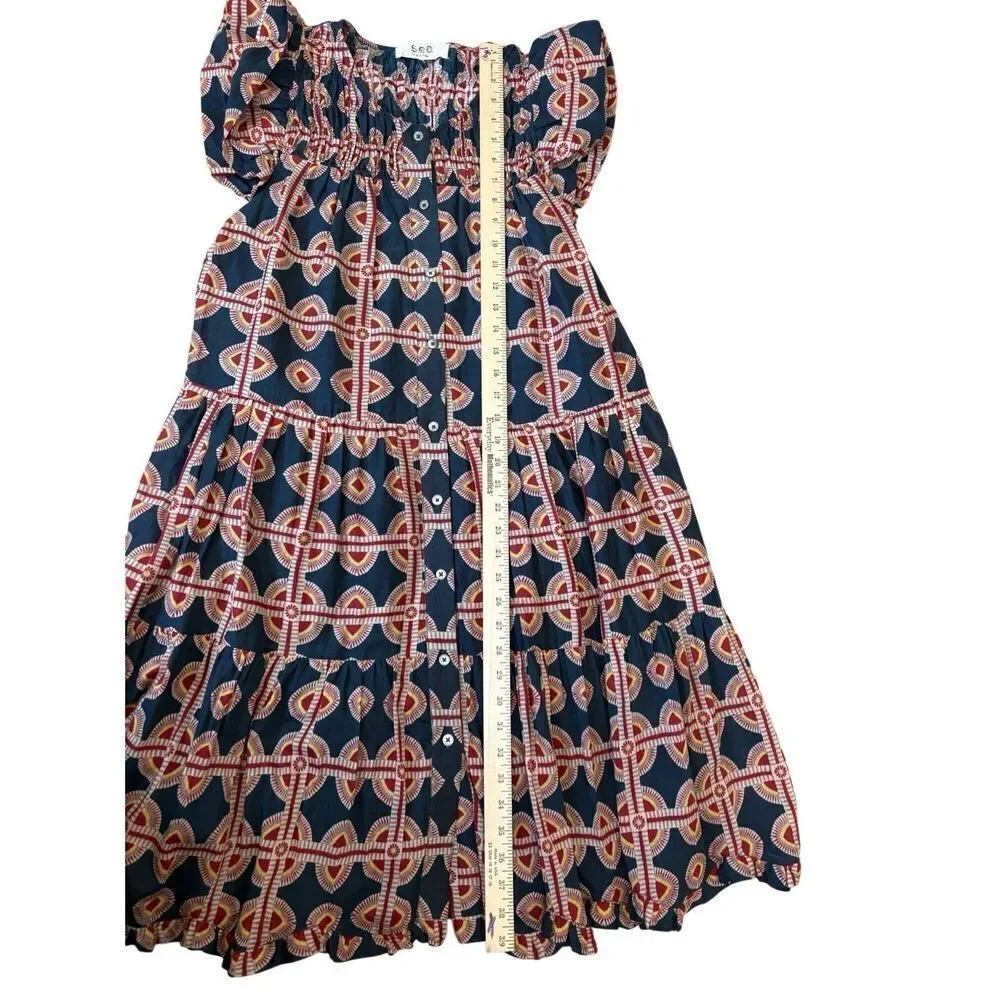 Sea New York Leigh Print Short Sleeve Tiered Mini Dress size M Multicolor - Picture 7 of 8